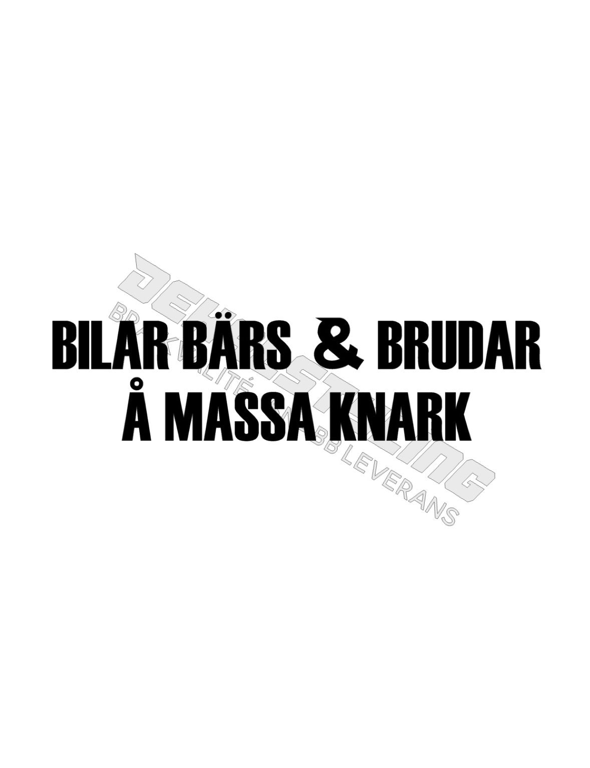 Dekal Bilar Bärs & Brudar Å Massa Knark