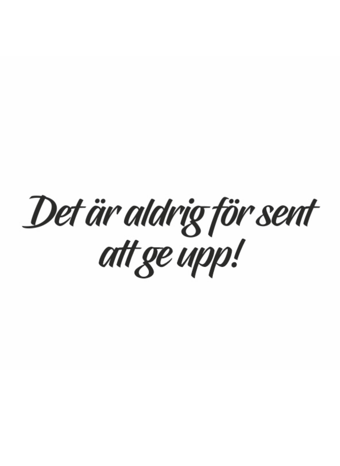 Dekal Det är aldrig för sent att ge upp!